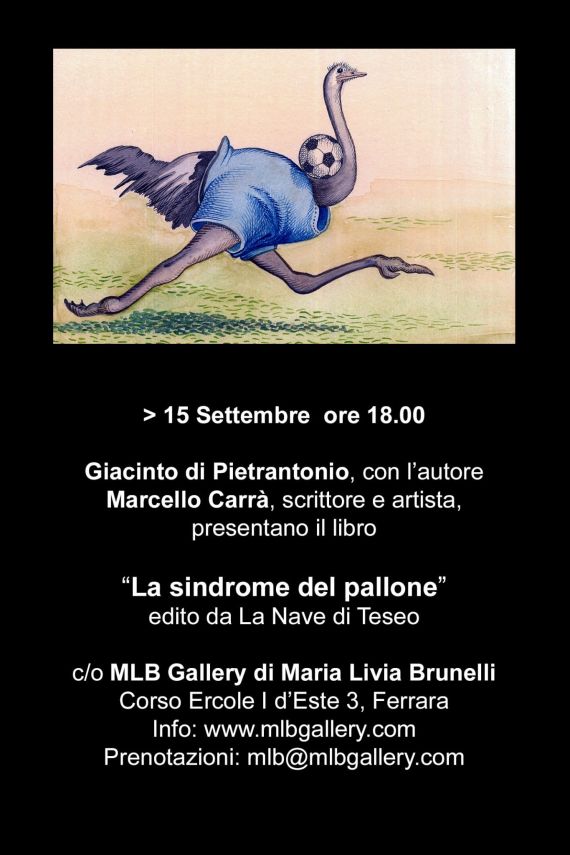 Presentazione alla MLB Gallery venerdì 15 settembre 2023, alle ore 18. Ospite d&#039;onore Giacinto Di Pietrantonio, critico e curatore di fama internazionale, che dialogherà con l&#039;autore, l&#039;artista Marcello Carrà